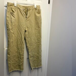 Tan Corduroy Frayed Hem Pants